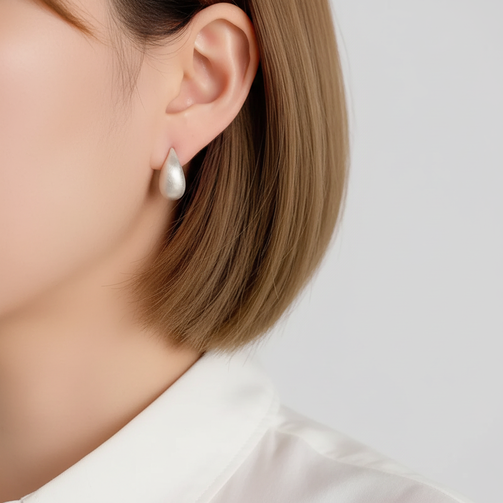 The Brushed Copper Water-Drop Earrings