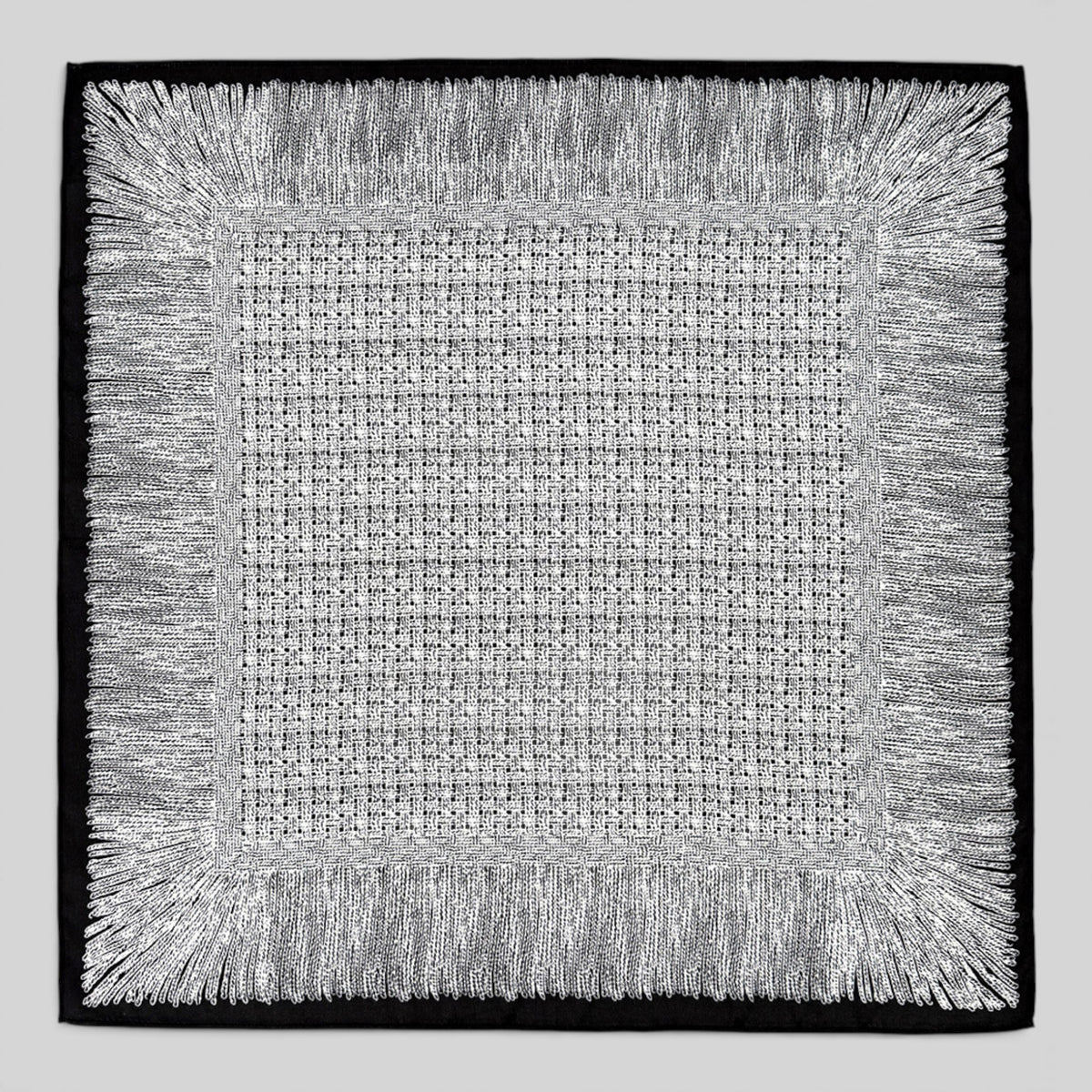 Spatial textured geometric grid pattern 100% silk square wrap by Modernist Mood