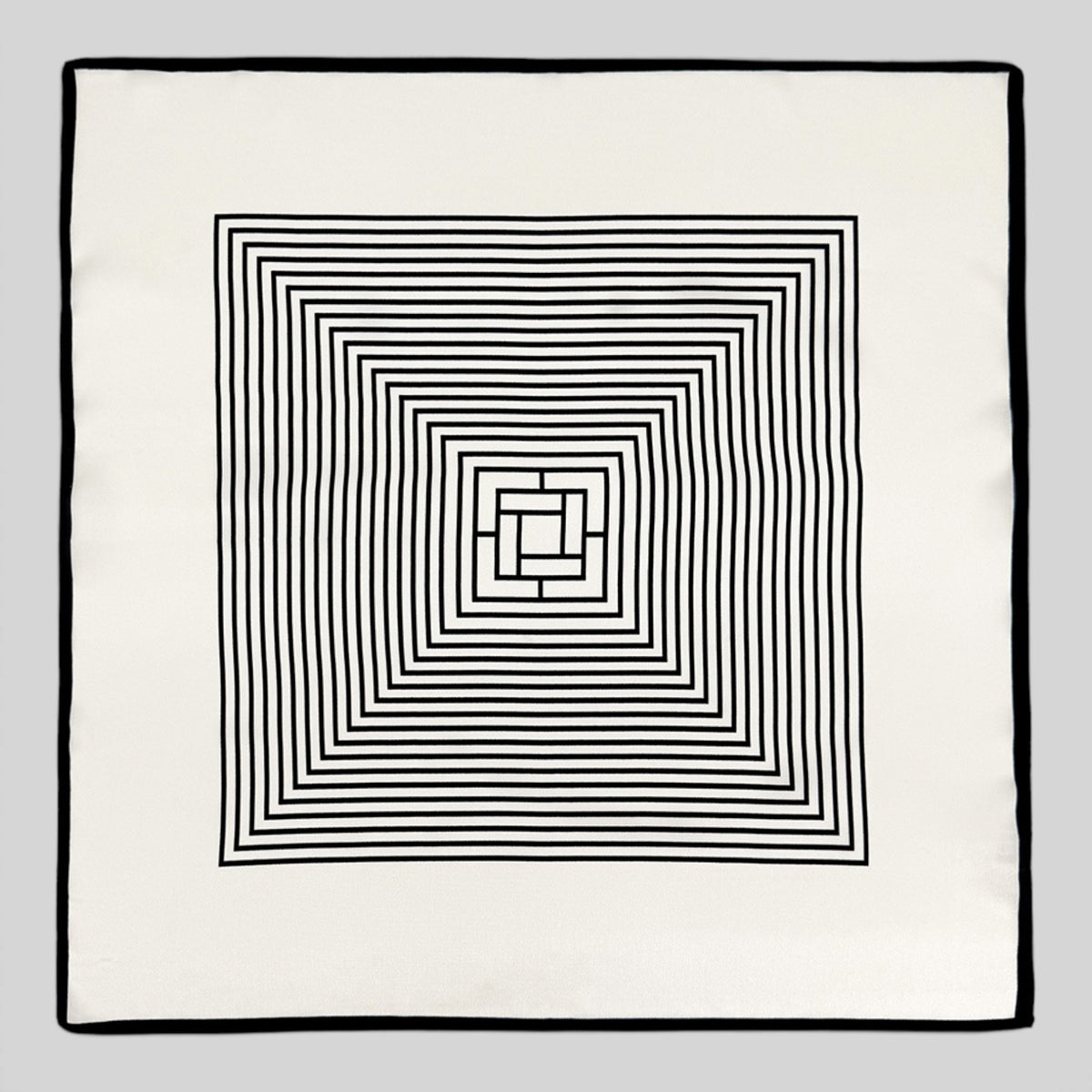 Pearl and black geometric meander printed silk square bandana