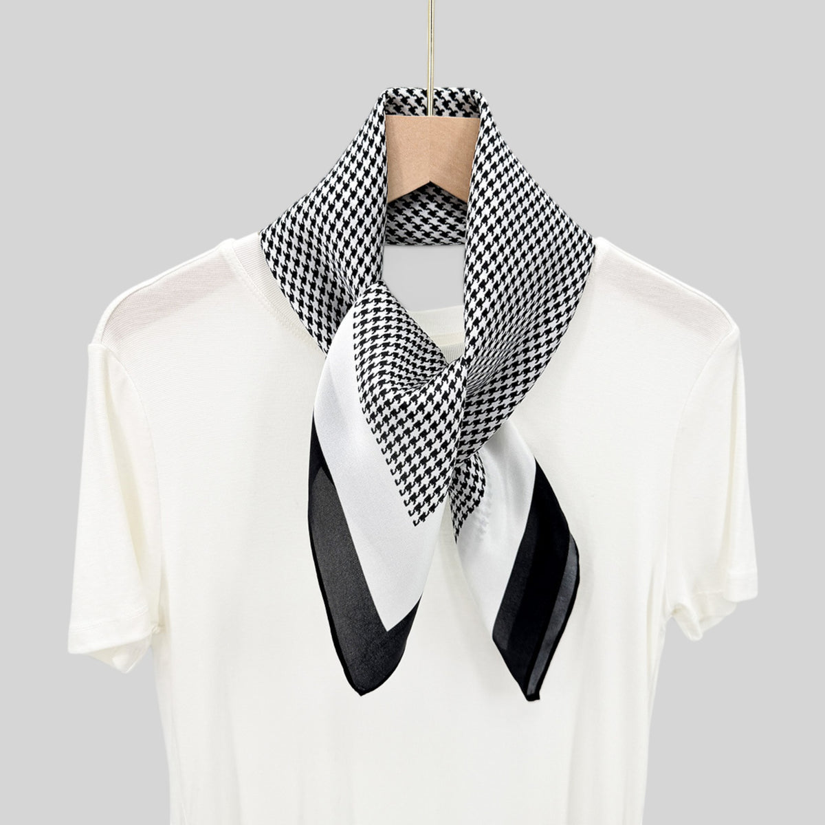 The Houndstooth Silk Headscarf & Foulard