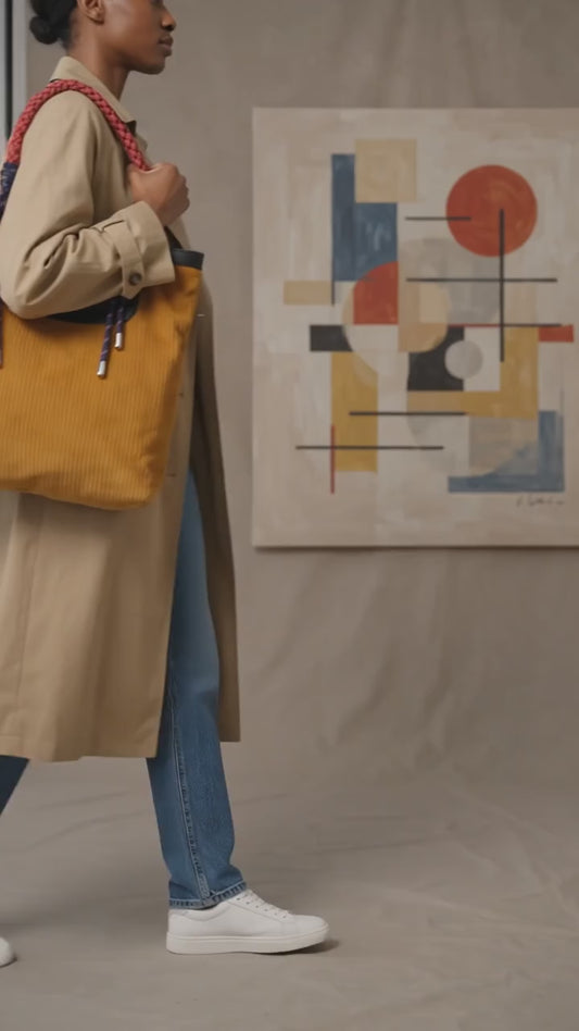 The Dual-face Corduroy and Tweed Tote