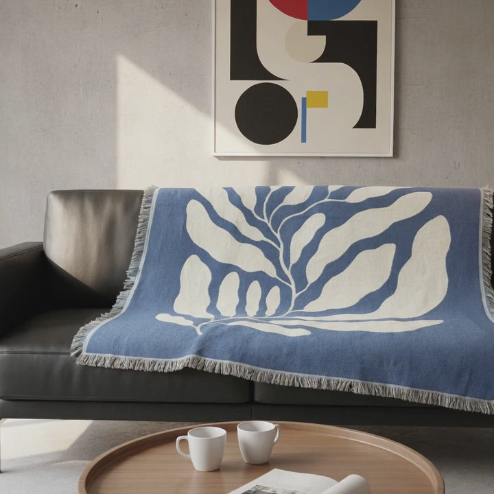 The Fauviste Throw – Blue leaves